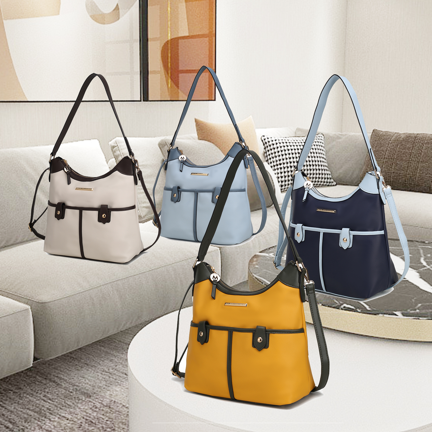 Harper Vegan Color Block Shoulder Bag by Mia K