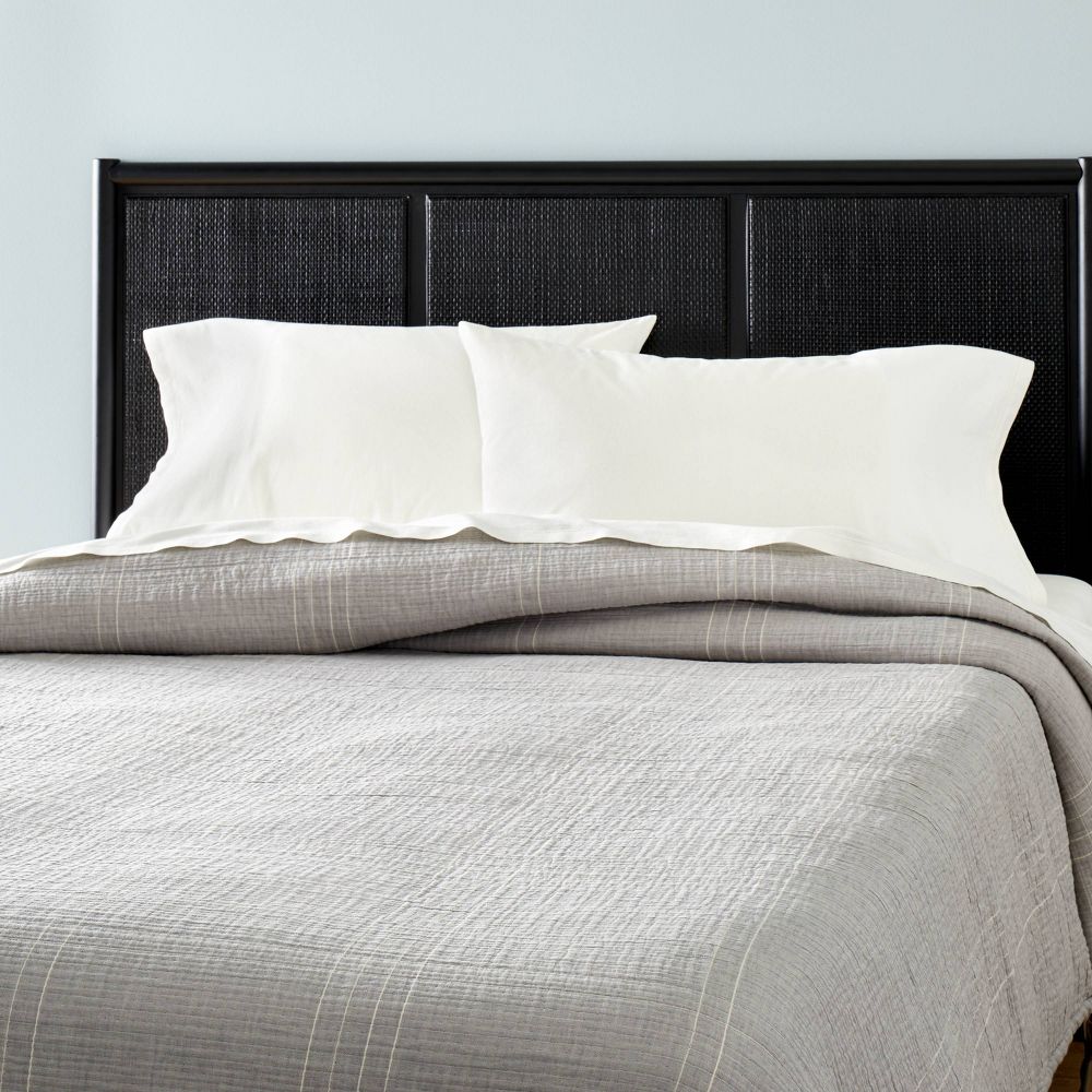 King Microstripe Matelassé Coverlet Jet Gray - Hearth & Hand - Open Box