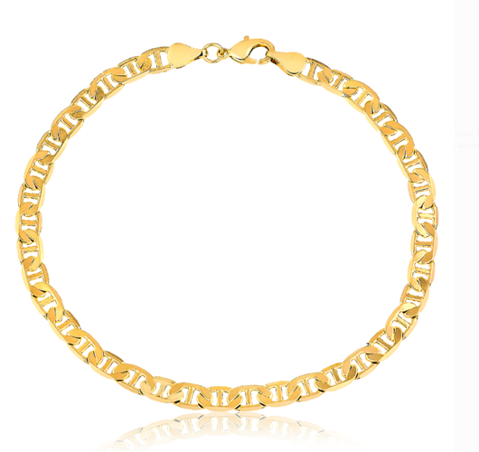 18K Gold Filled Flat Marino Anklet 10''