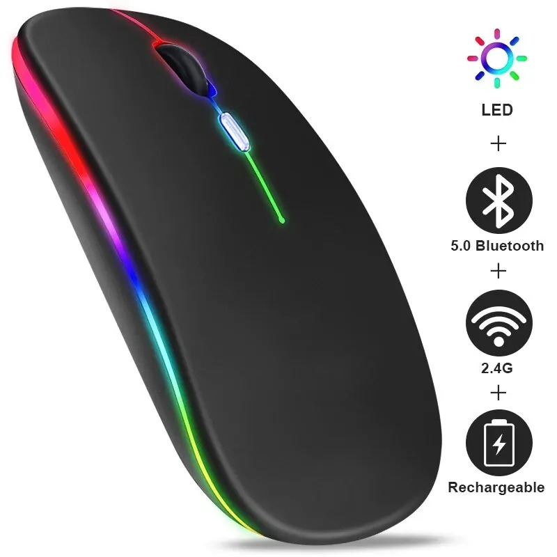 LED Backlit Wireless Mouse RGB Rechargeable Bluetooth Mice for Laptop PC 3600DPI