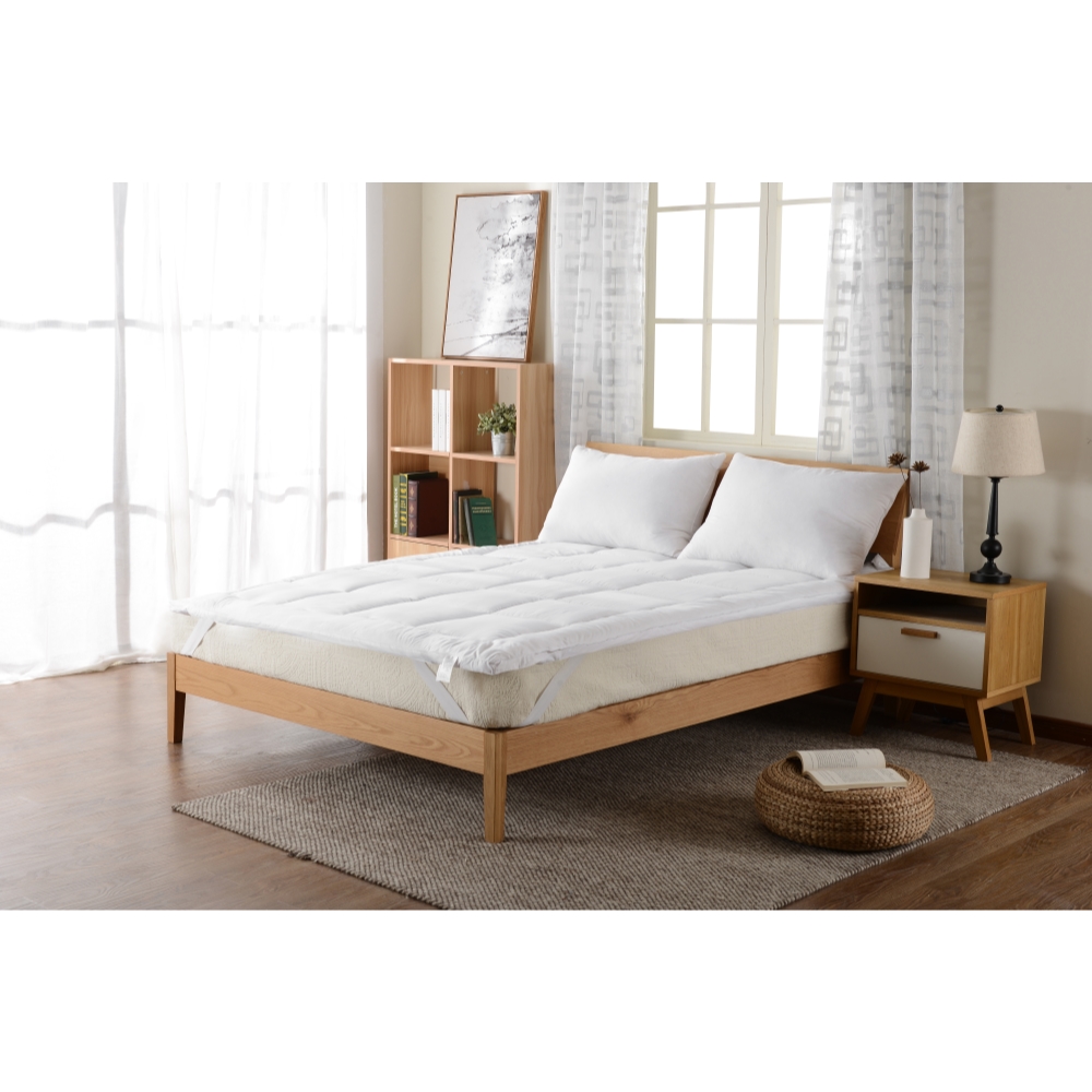 Down Alternative Hypoallergenic Mattress Topper with Elastic Anchor Bands