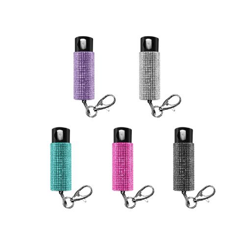 5-Pack Bling It On Pepper Spray with stylish rhinestone design