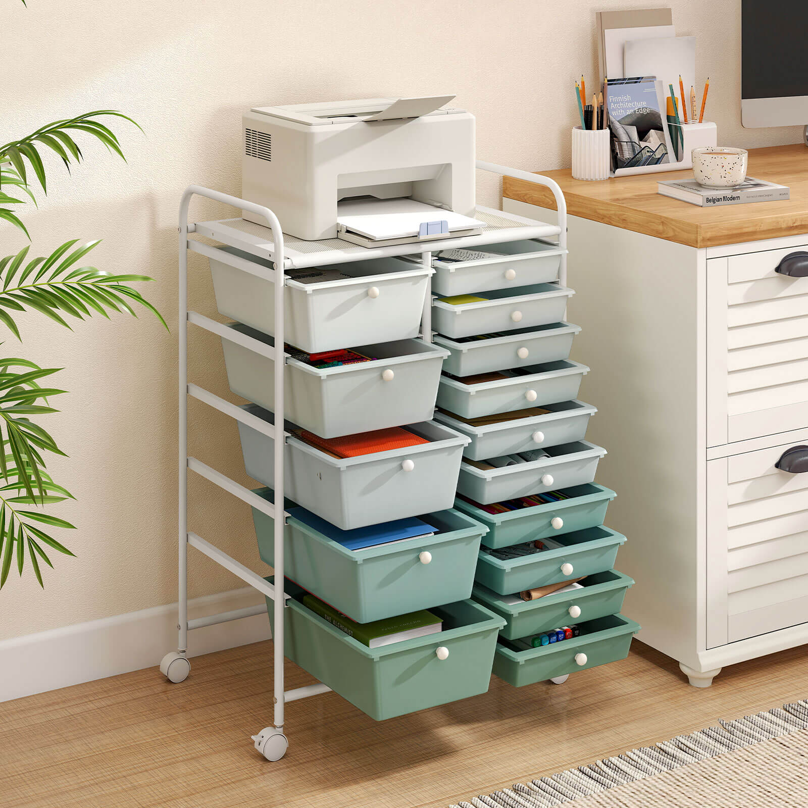Costway 12/15-Drawer Rolling Storage Cart – Mobile Organizer