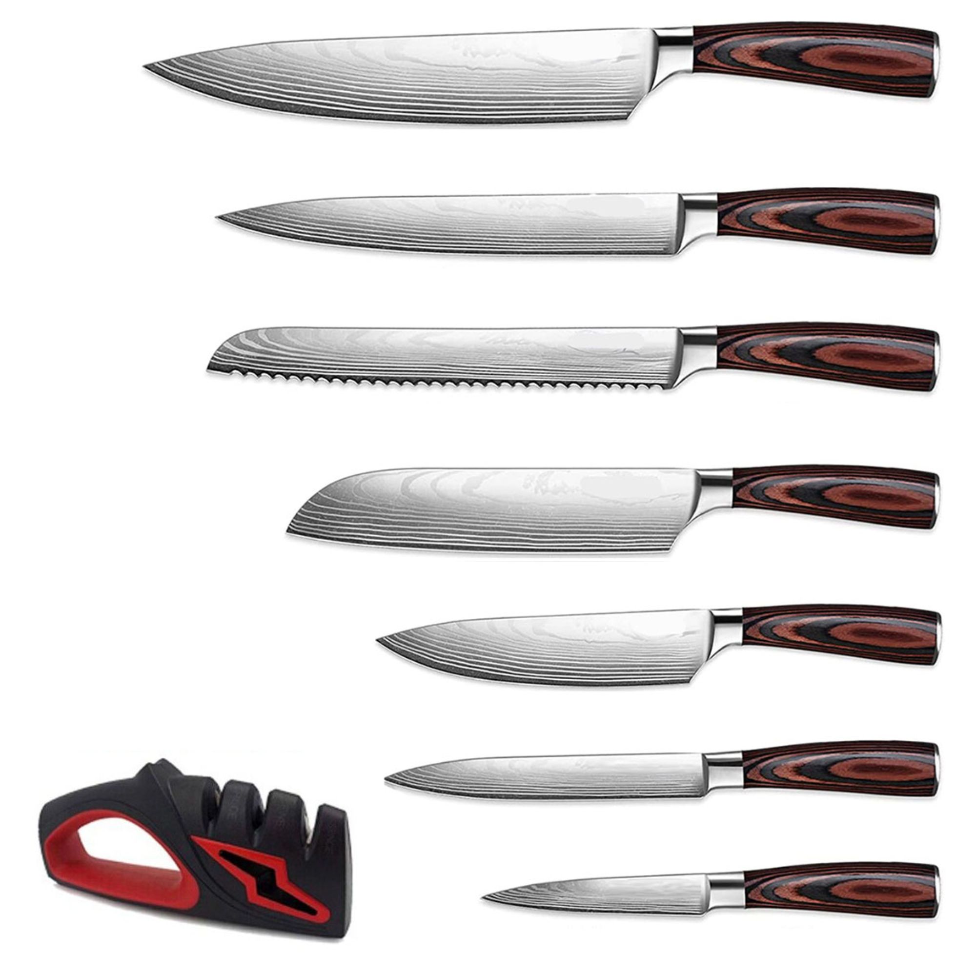 7-Piece Professional High Carbon Steel Knife Set with Knife Sharpener