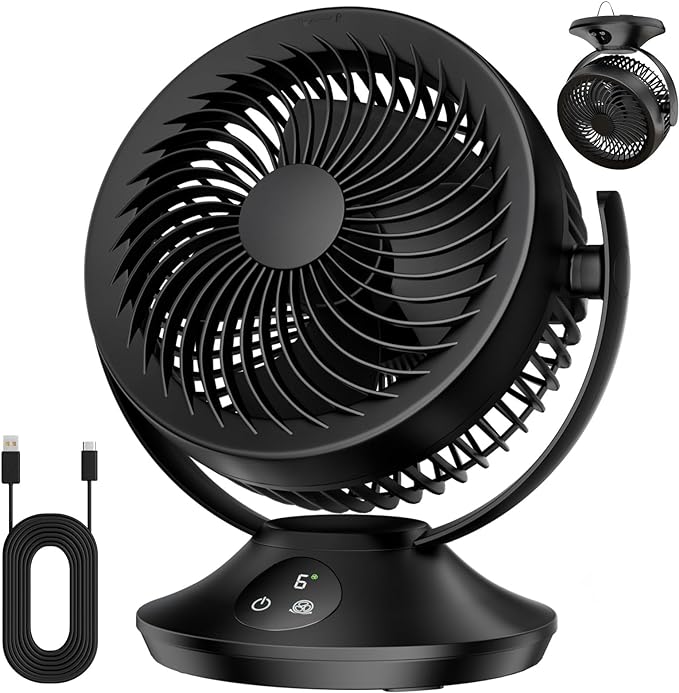 12000mAh Rechargeable Desk Fan Portable Air Fan-6 Speed