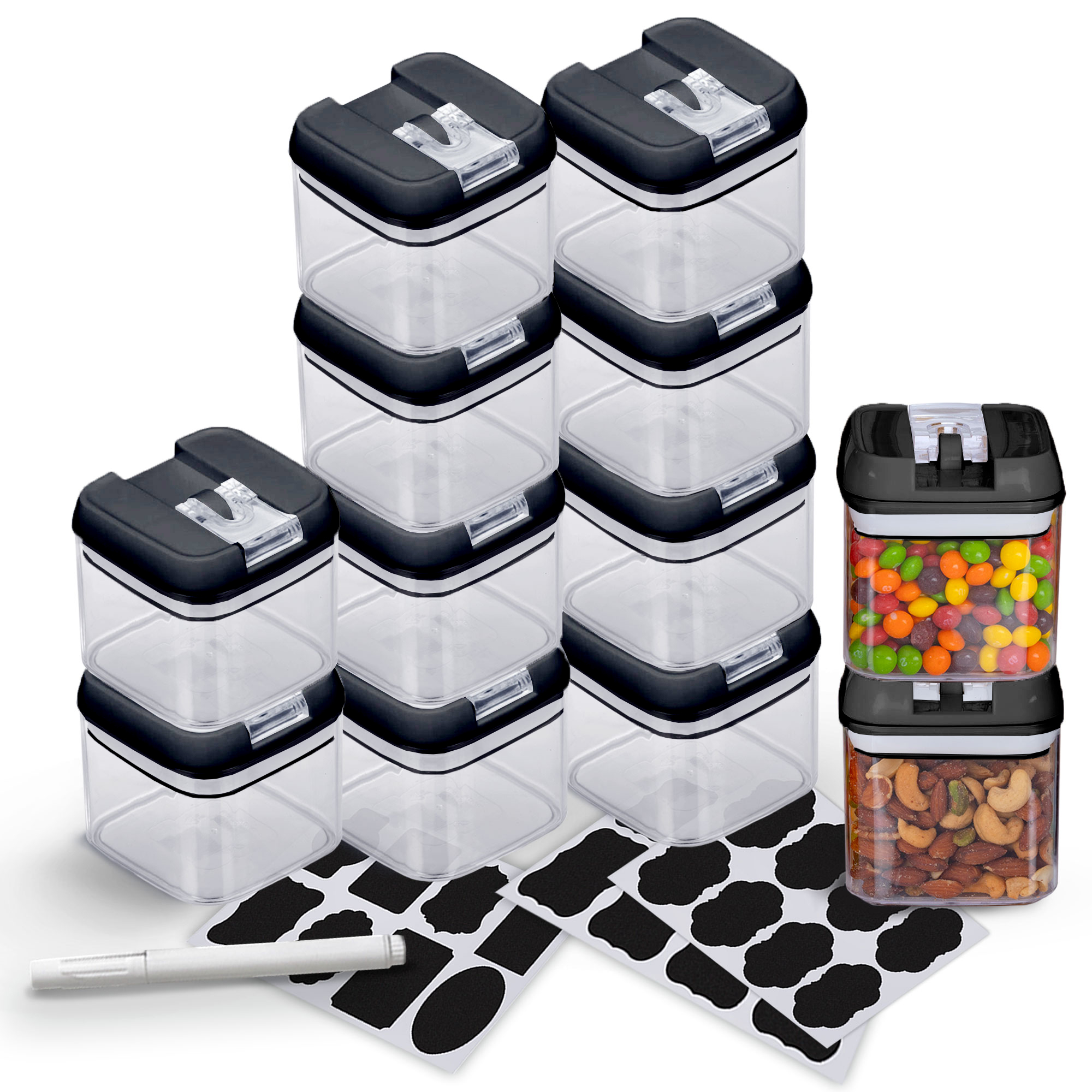 12 Piece Food Storage Containers, .5L - Black