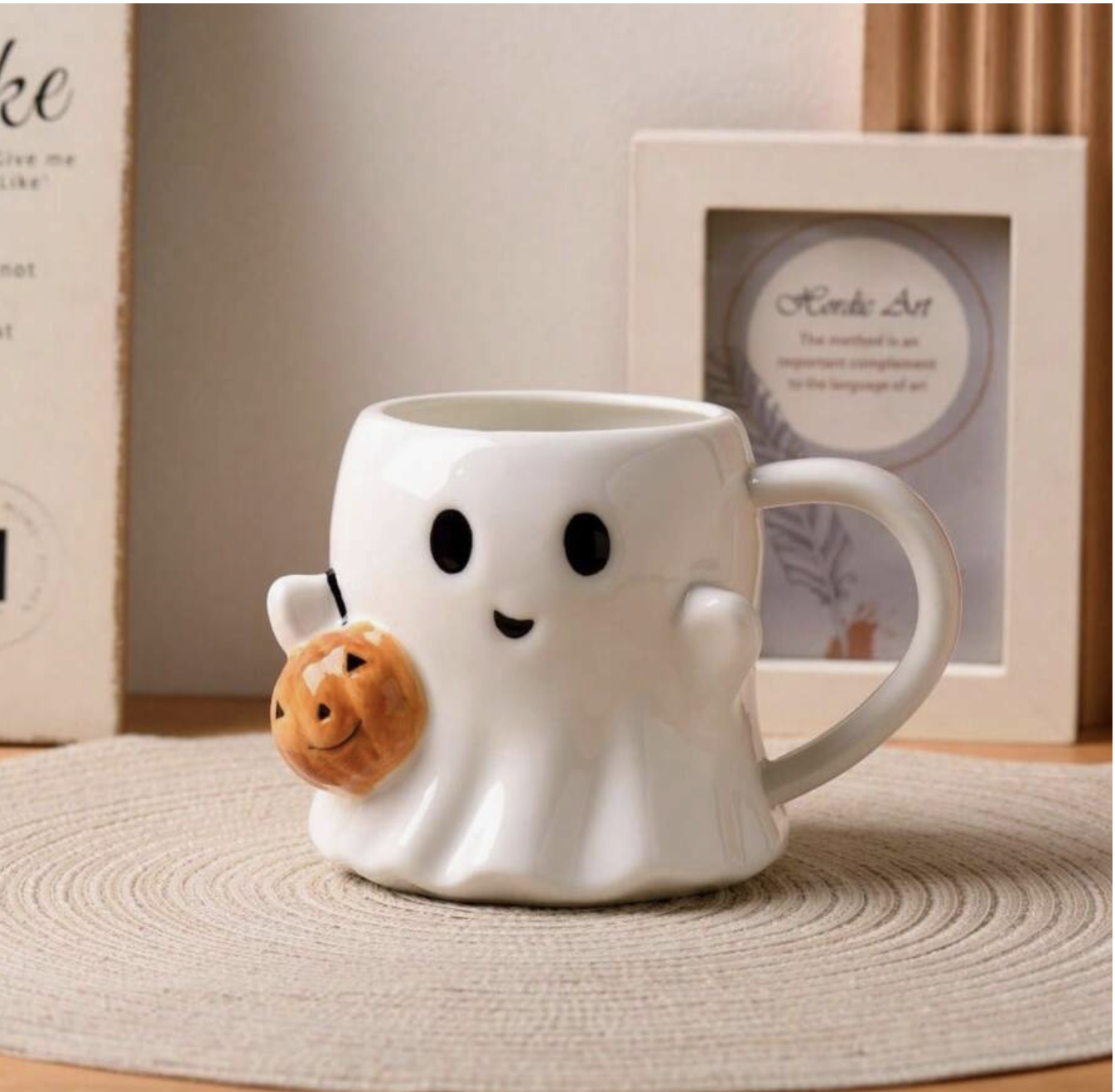 Cute White Ghost Themed 3D Halloween Pumpkin Coffee Mug