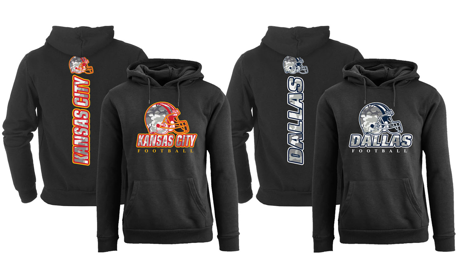 Women Army Camo Football Pullover Hoodie