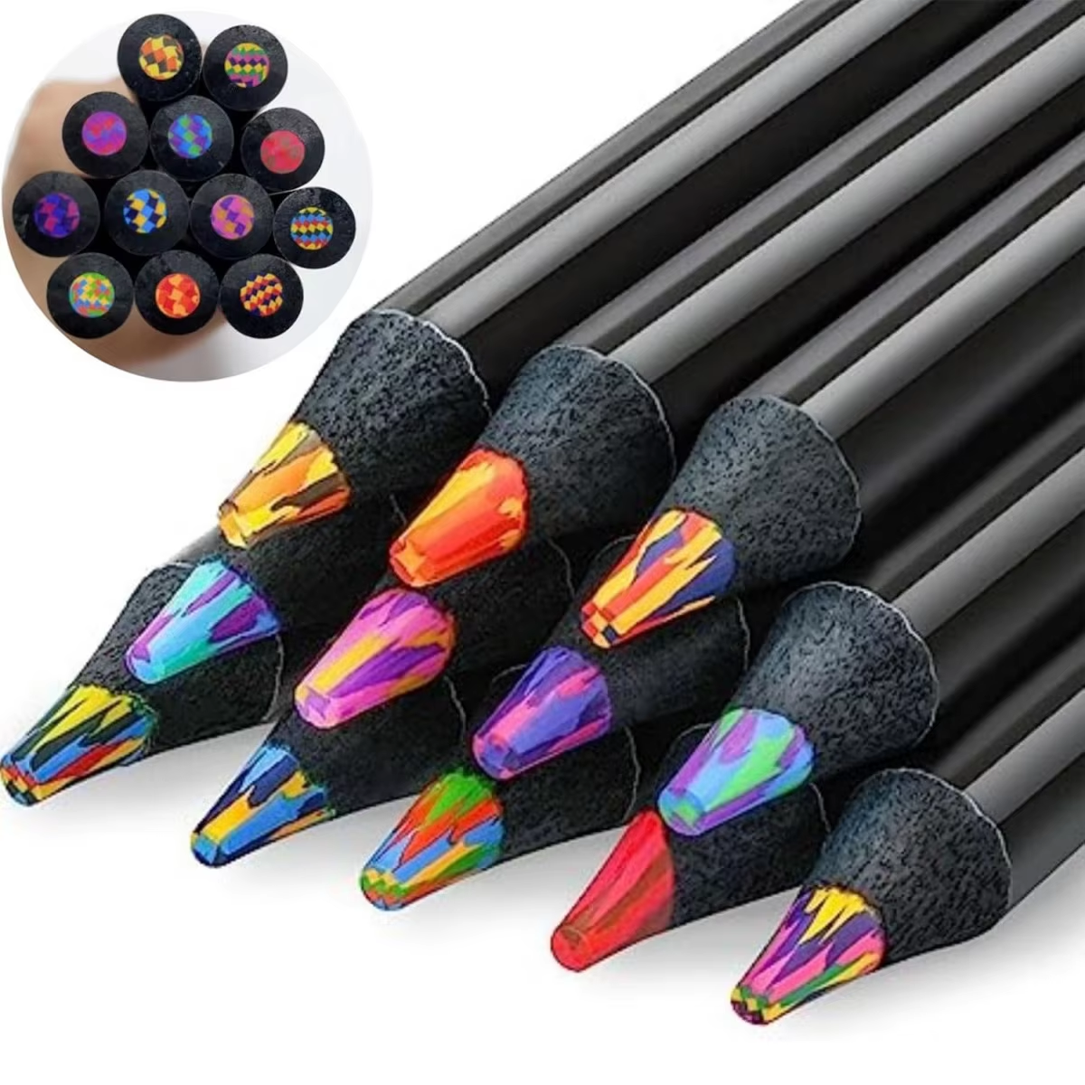 12 Pack Multi-color Rainbow Pencils