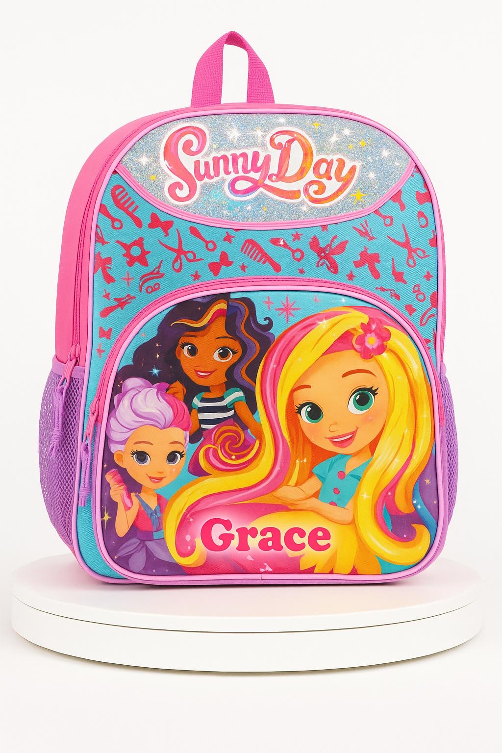 Sunny Day Hair 16"" Adjustable Girls Backpack – Perfect for School