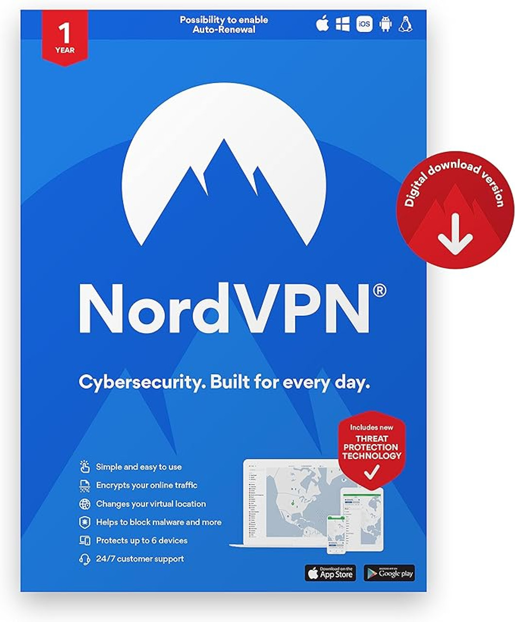 NordVPN Standard 1-Year VPN & Cybersecurity Software 10 Devices