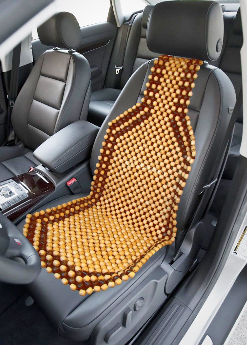 Zone Tech Car Wooded Beaded Comfortable Seat Cover Cushion Natural