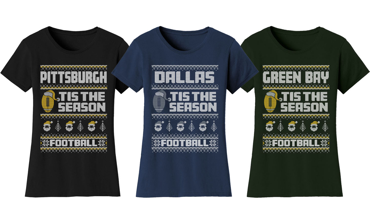 Women Football Christmas Ugly Sweater T-Shirt