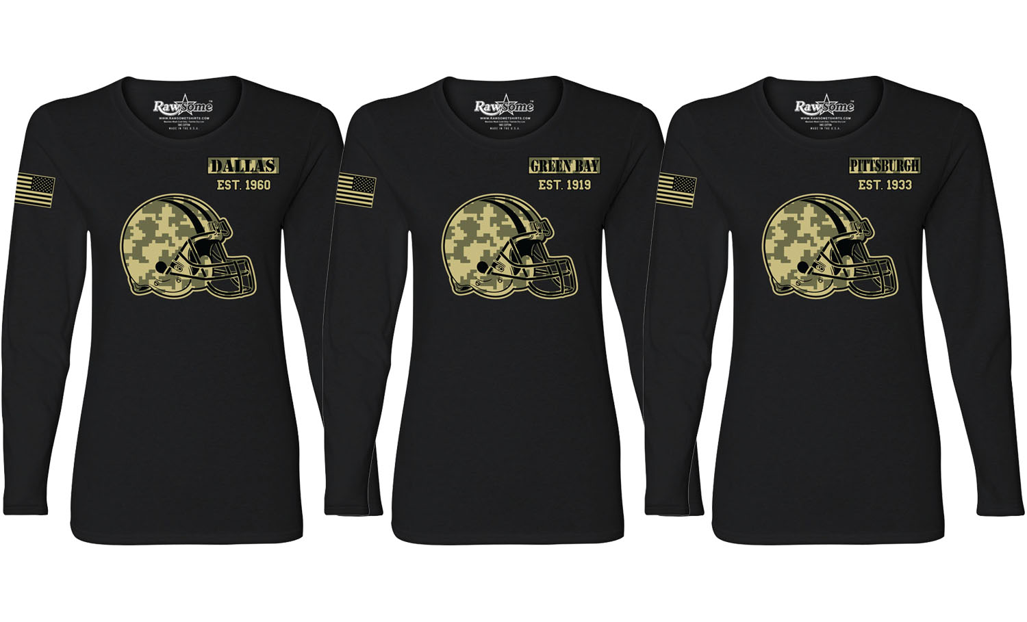 Women Ultimate Camo Football Black Long Sleeve Shirt