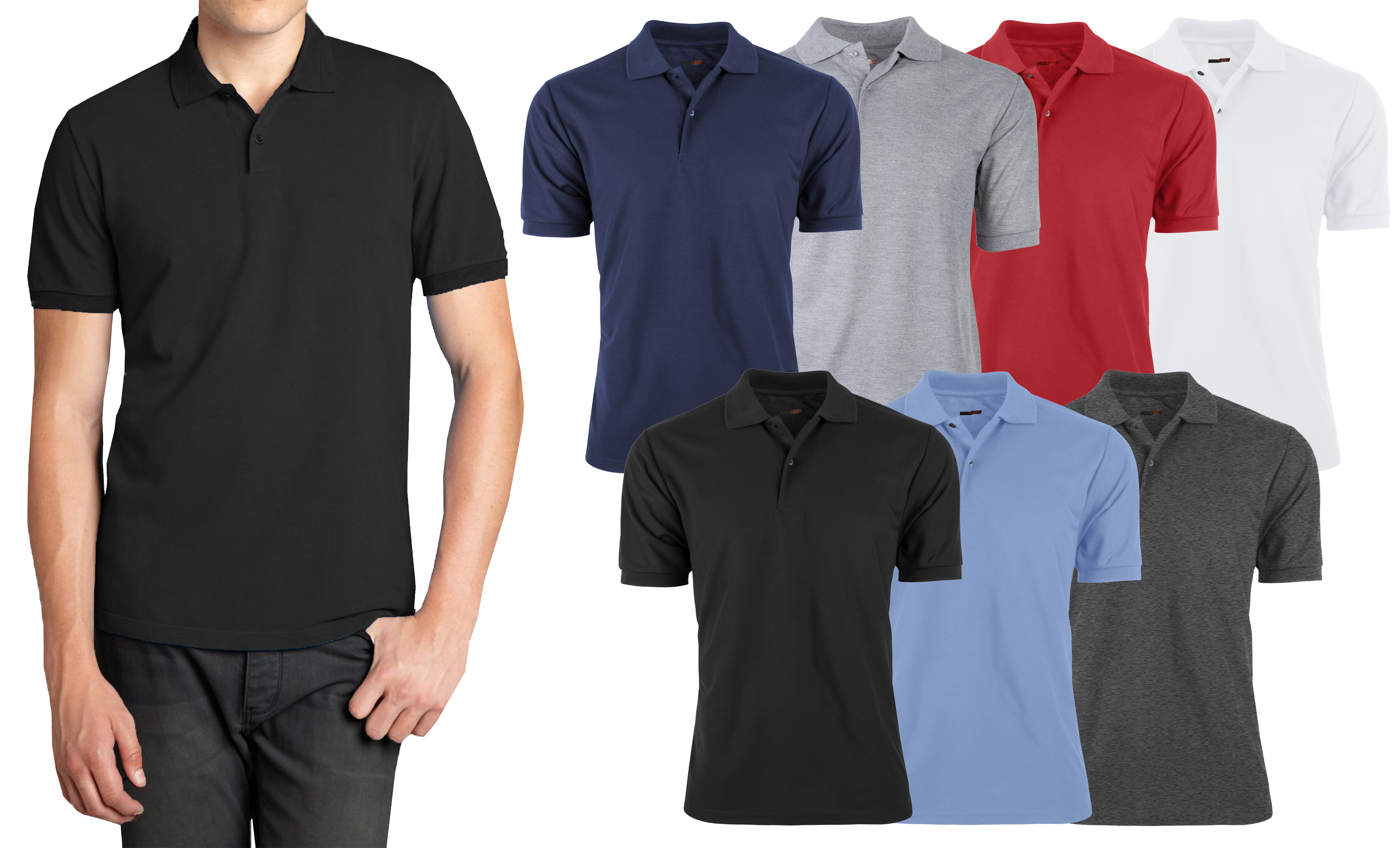 Men's 5-Pack Short Sleeve Pique Polo Shirt (S-2XL)