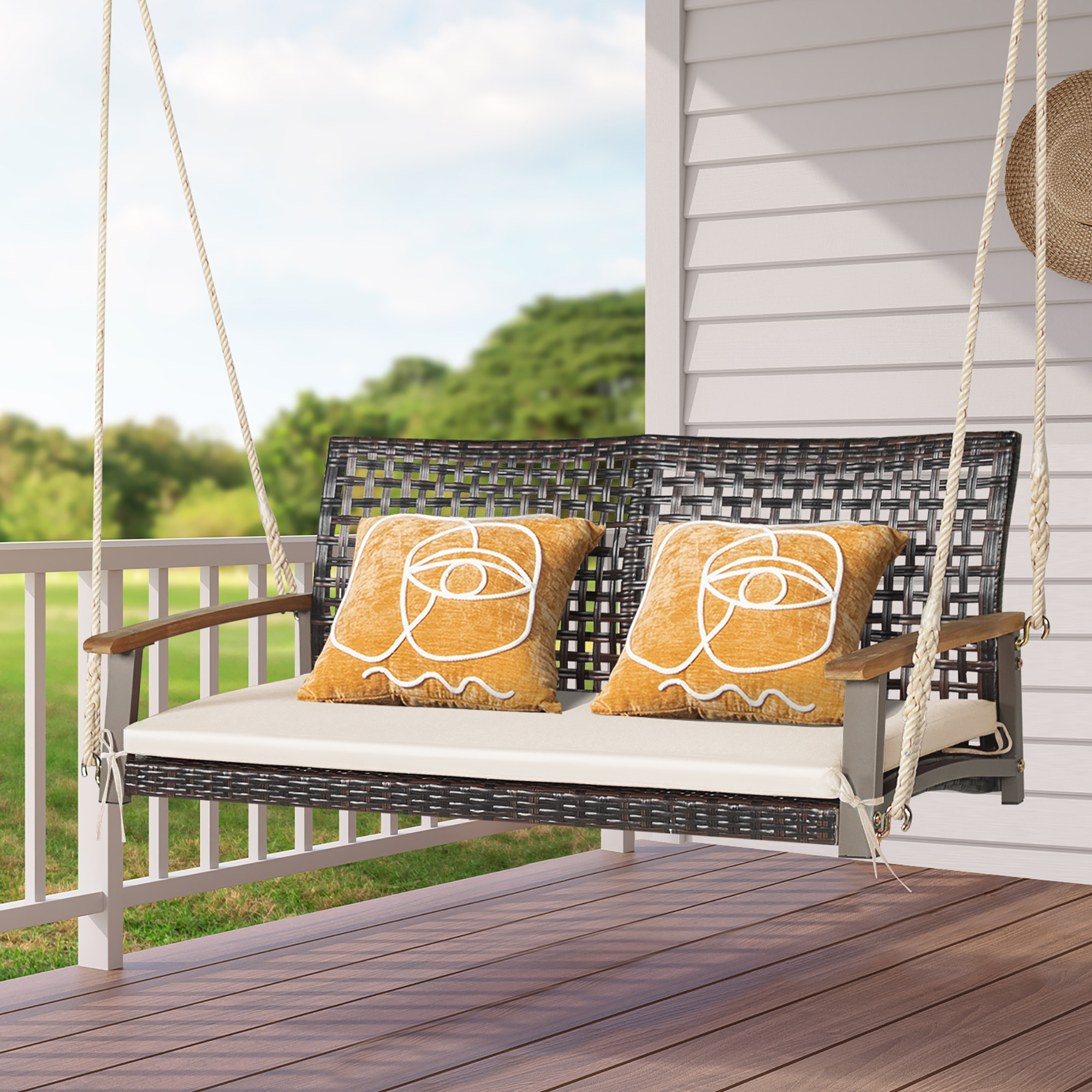 2-Person:  Hanging Swing Chair Loveseat