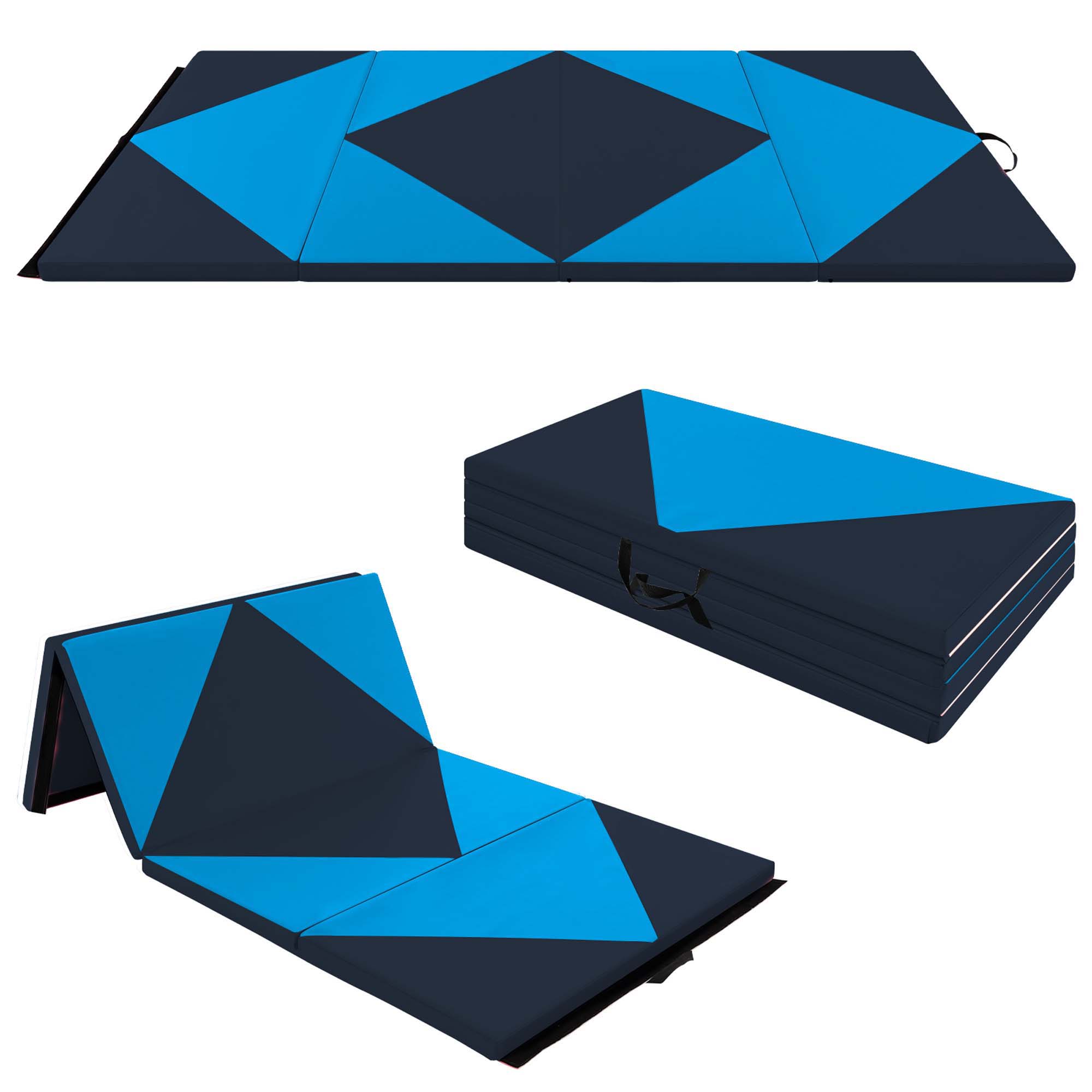 Costway Folding Gymnastics Mat 8' x 4' x 2'' PU Leather Tumbling Exercise Mat Yoga Gym