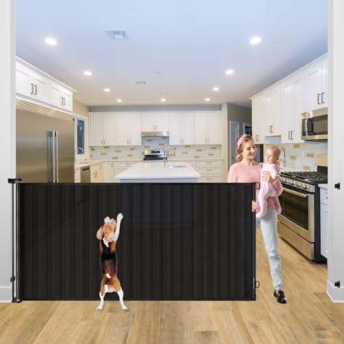 BETERTEK 42" TALL X 115" WIDE BABY GATES INDOOR EXTRA LONG BABY GATES - BLACK