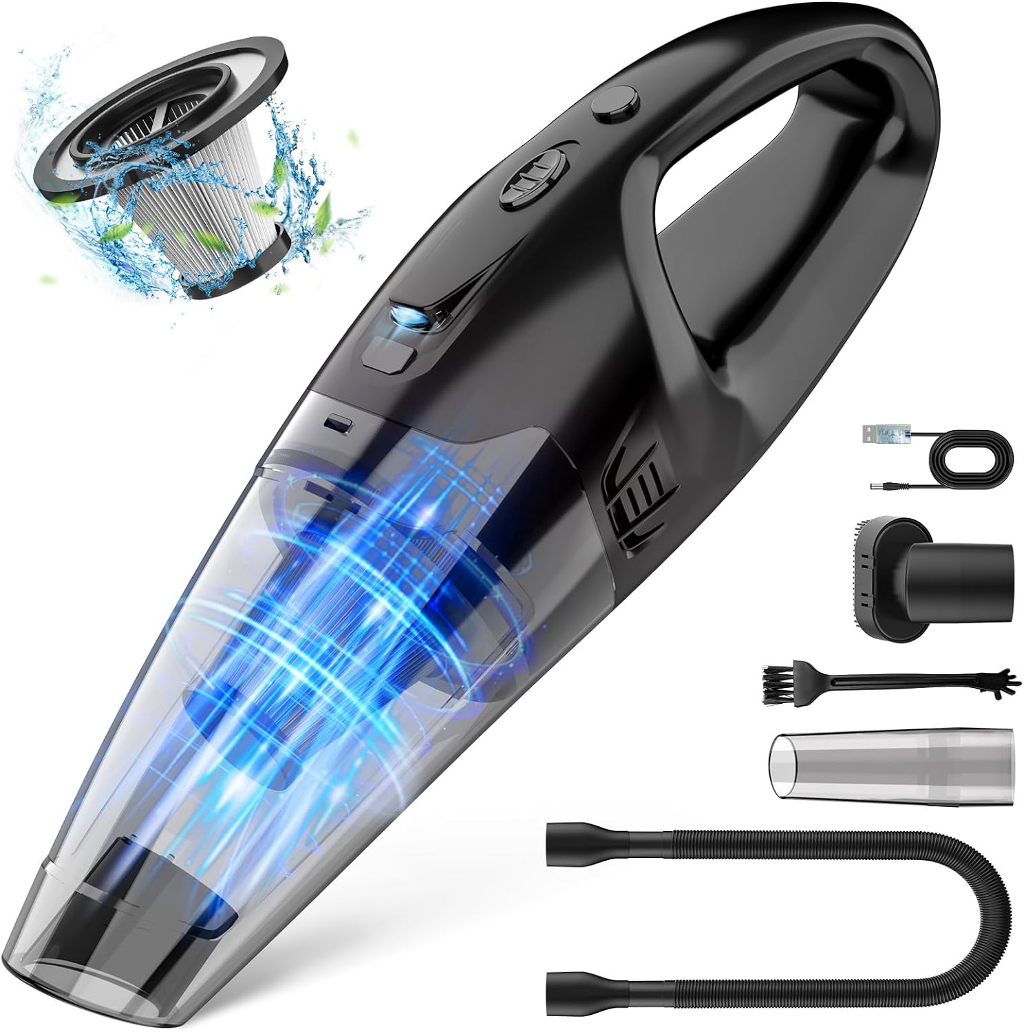 BSRCO Handheld Vacuum Cordless Rechargeable LED USB Charge- (90 Day Warranty)