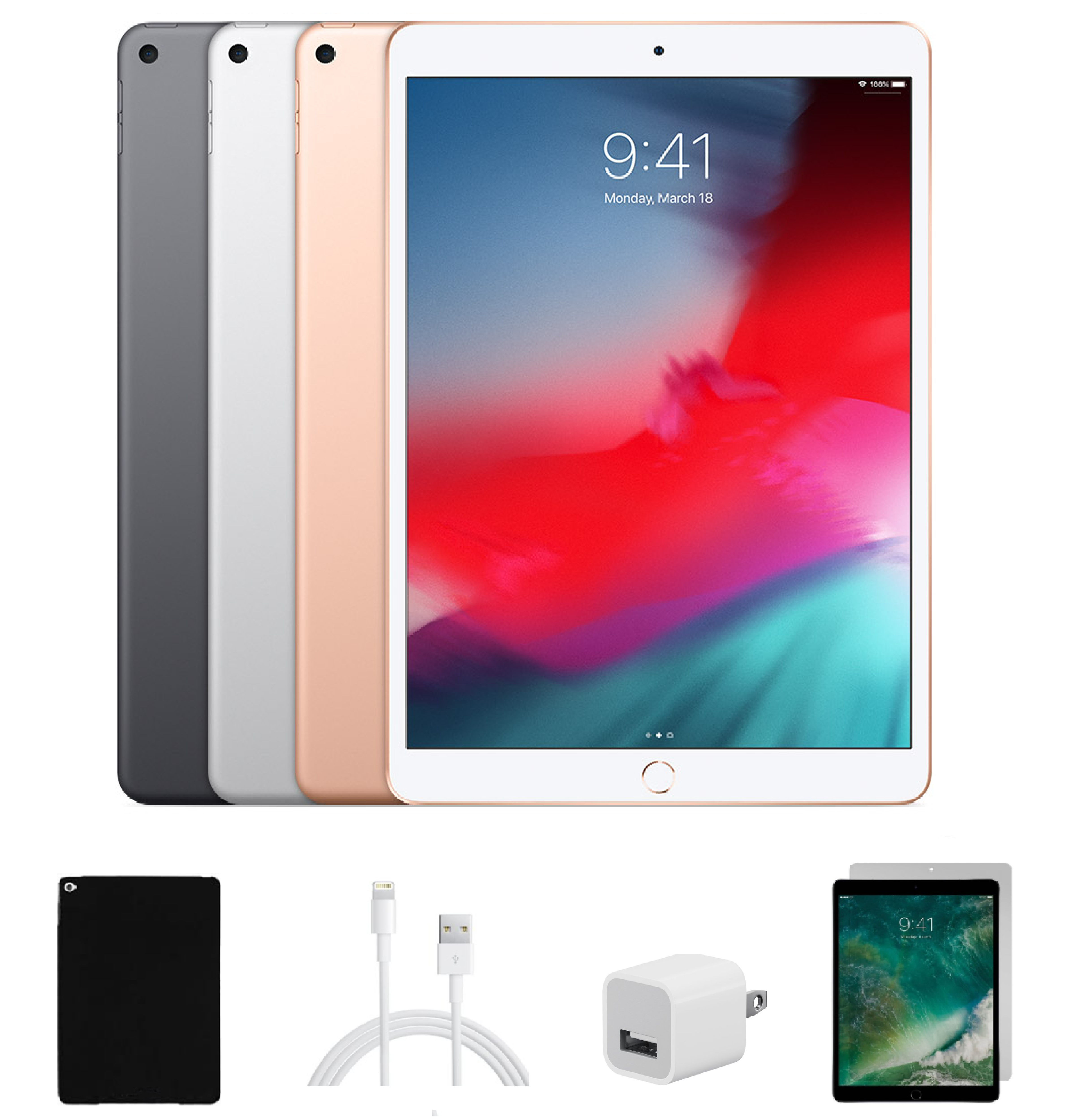 Apple iPad Air 2 Bundle 16GB WiFi (Case, Charger, and Glass)