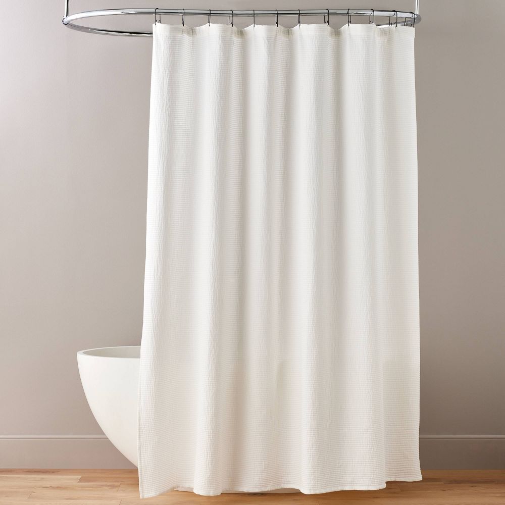 Textured Horizontal Stripe Matelassé Shower Curtain Cream - Hearth & Hand