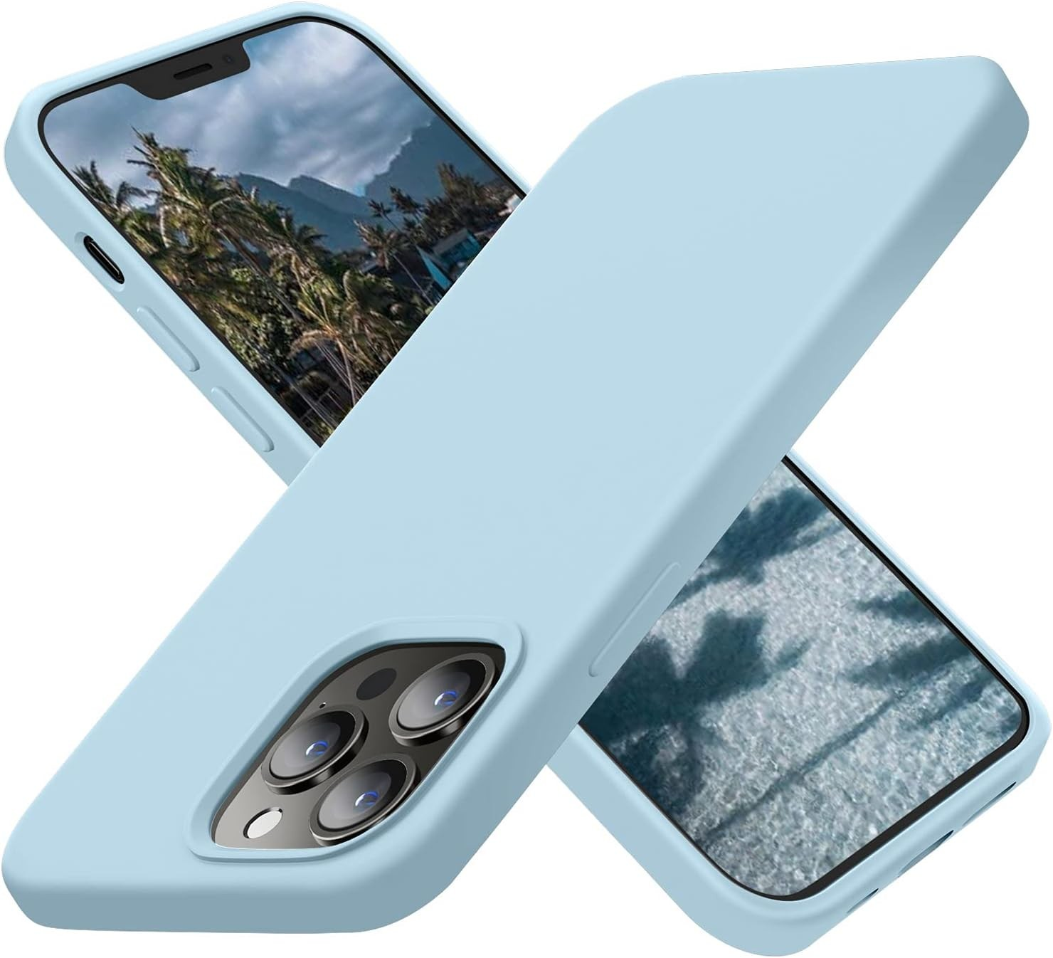 2 Pack Designed for iPhone 13 Pro Max Case, Silicone Ultra Slim Protective Phone Case with [Soft Anti-Scratch Microfiber Lining], 6.7 inch, Sky Blue