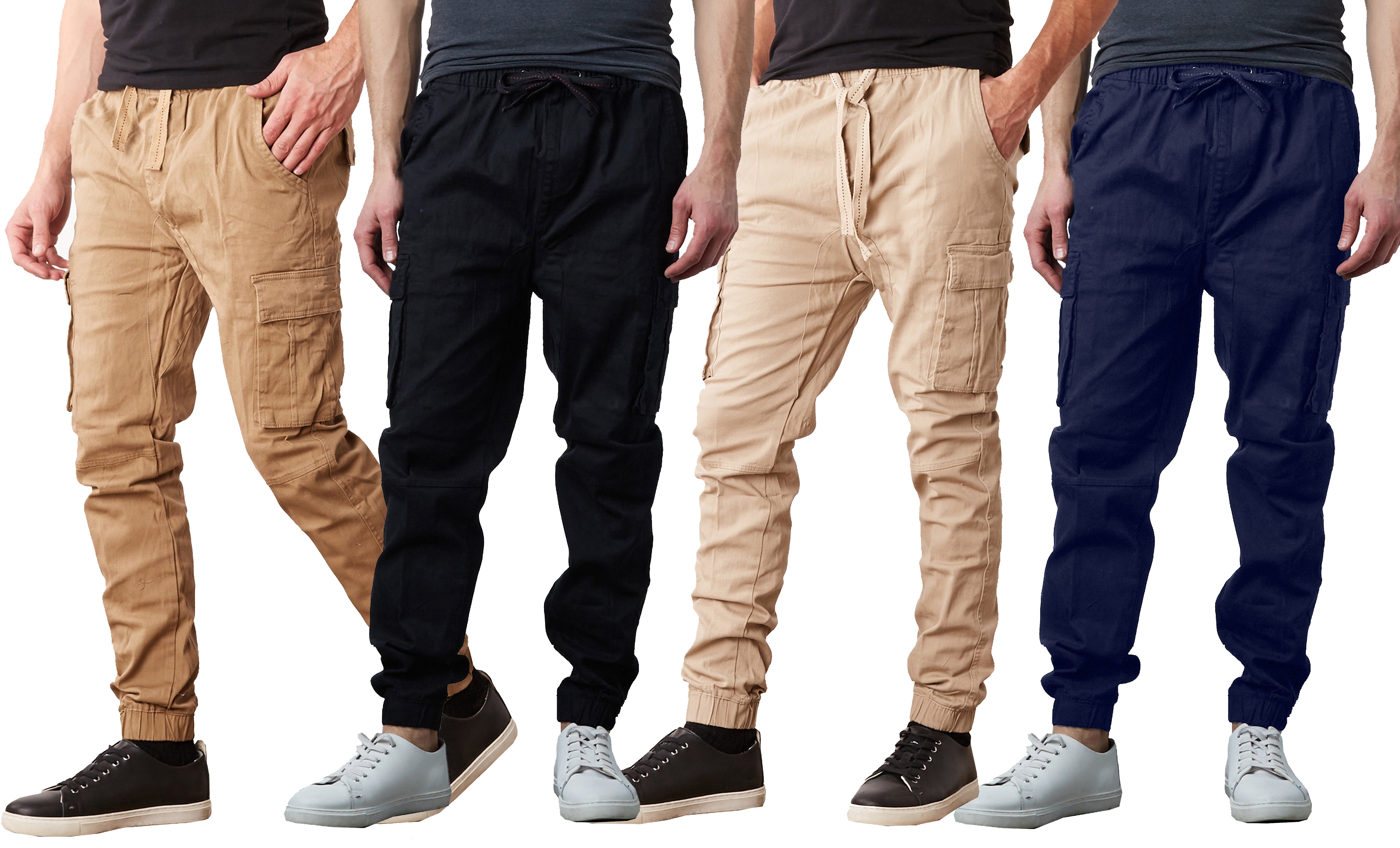 2-Pack Men's Cotton Flex Stretch Cargo Jogger Pants (Sizes, S-2XL)