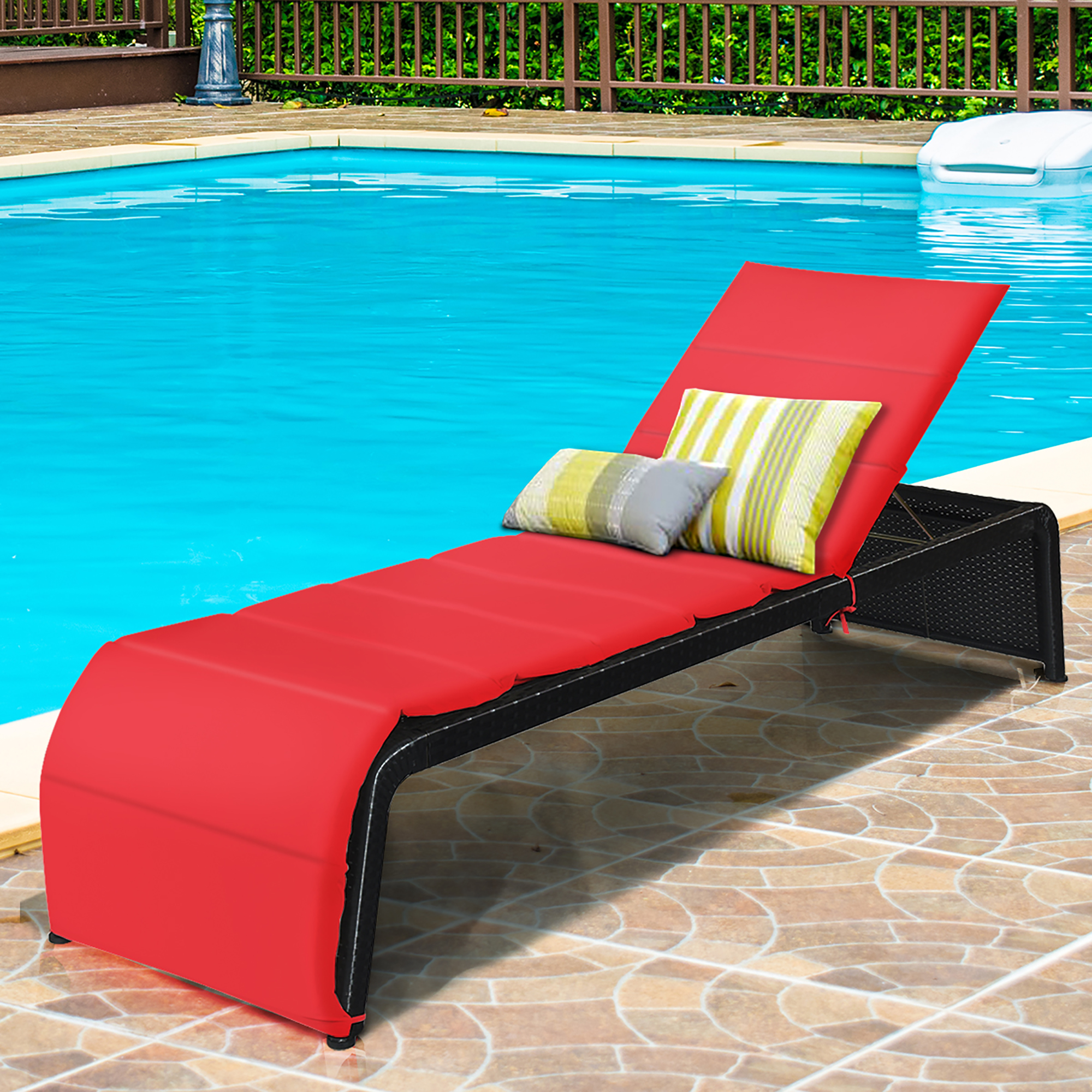 Patio Rattan Lounge Chair Chaise Recliner