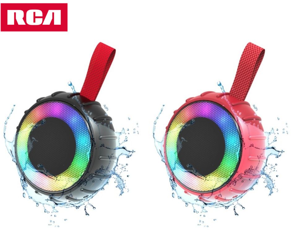 RCA FLAME-101 Mini Waterproof Bluetooth Speaker with LED Lights & 12H Playtime