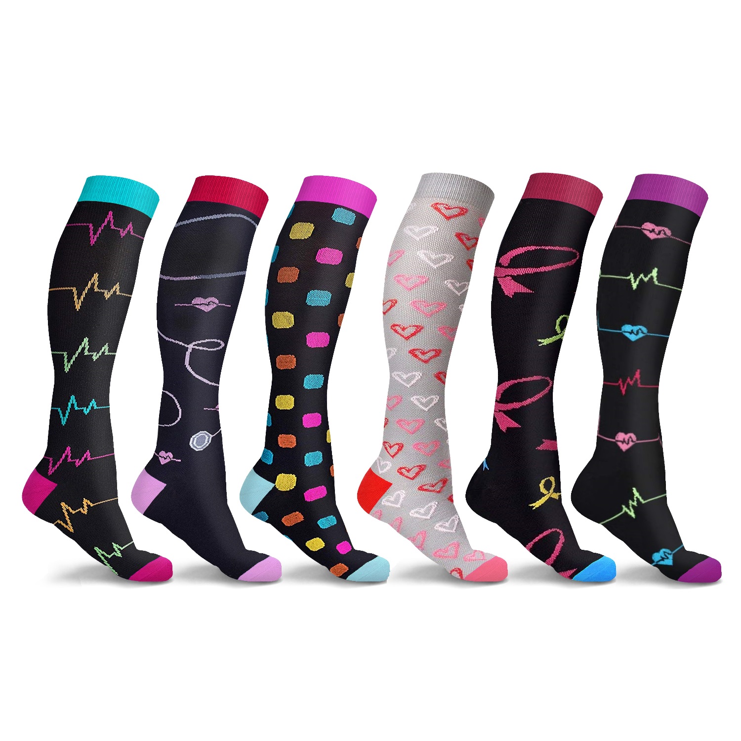 3-Pairs: Whimsical Medical Print Compression Socks