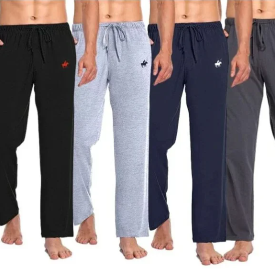 PACIFIC POLO CLUB MEN'S COTTON LOUNGE PANTS POCKETS 4 PCS M - BLK/GRY/NAVY/GRY - New