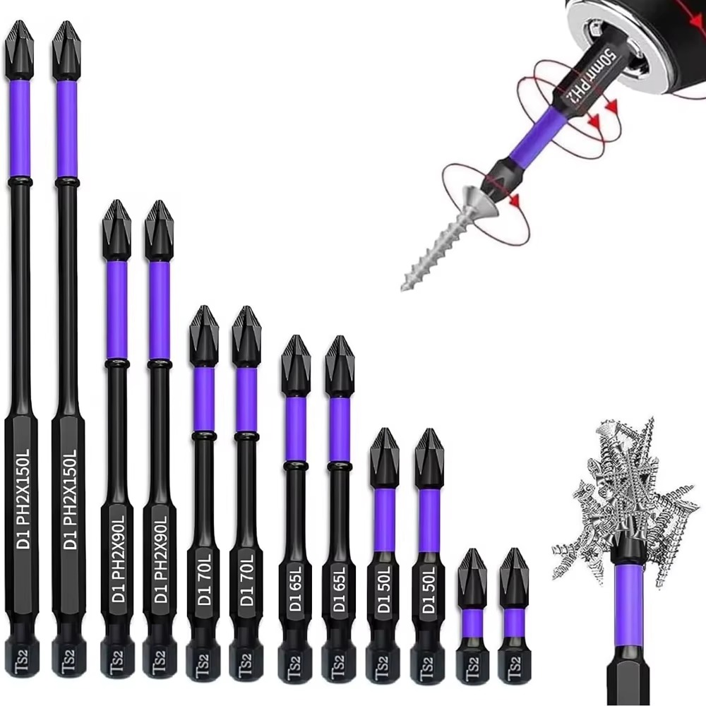 6 Pack /12 Pack Magnetic Screwdriver Bits Hex Shank Alloy Steel Bits
