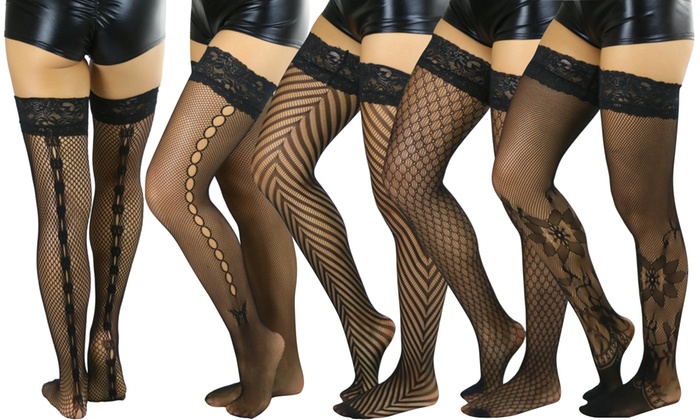 (3-Pack) ToBeInStyle Women's Thigh High Fishnet