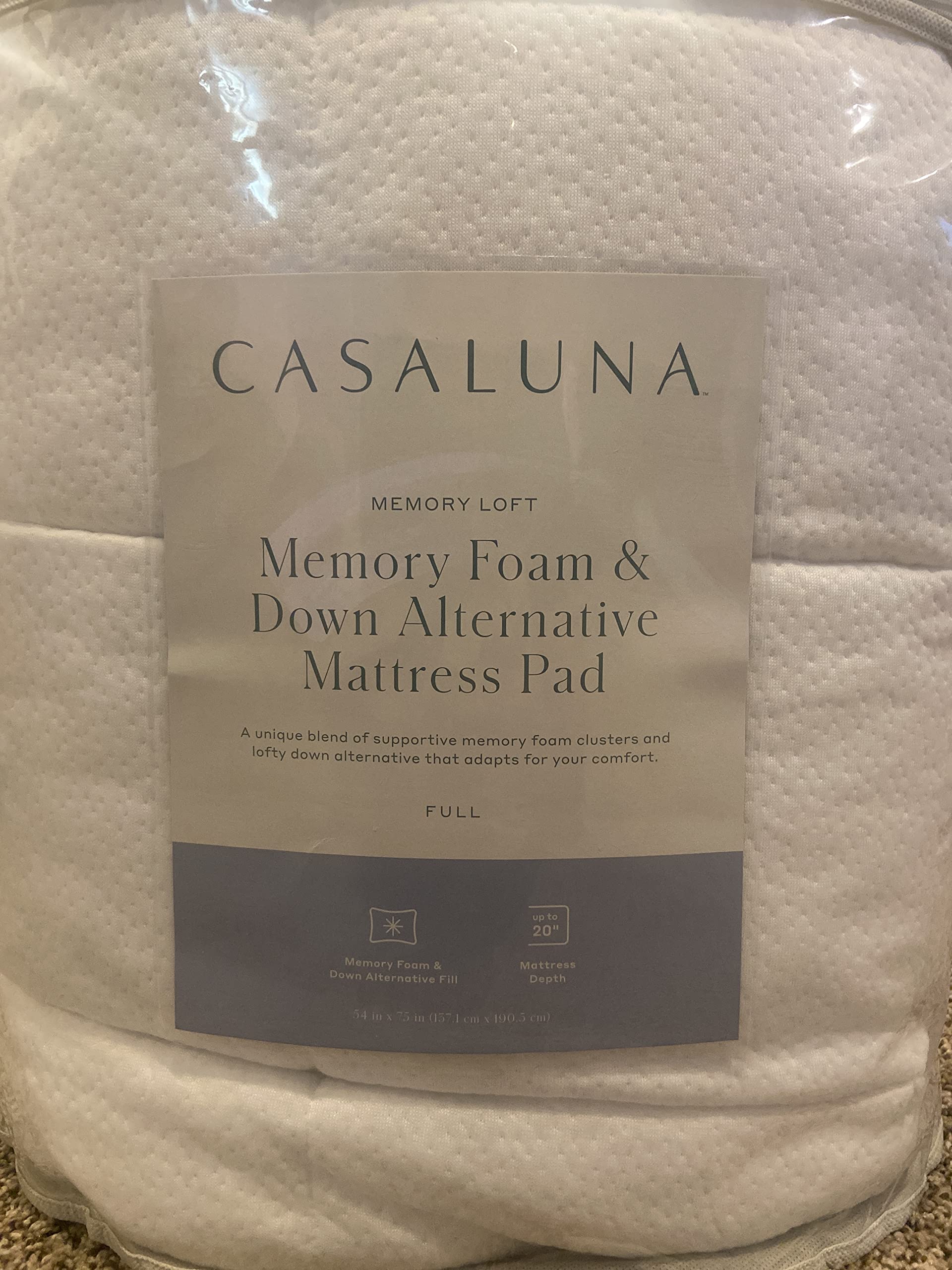 Casaluna Mattress Pad Memory Foam CertiPUR-US OEKO-TEX Certi - Open Box