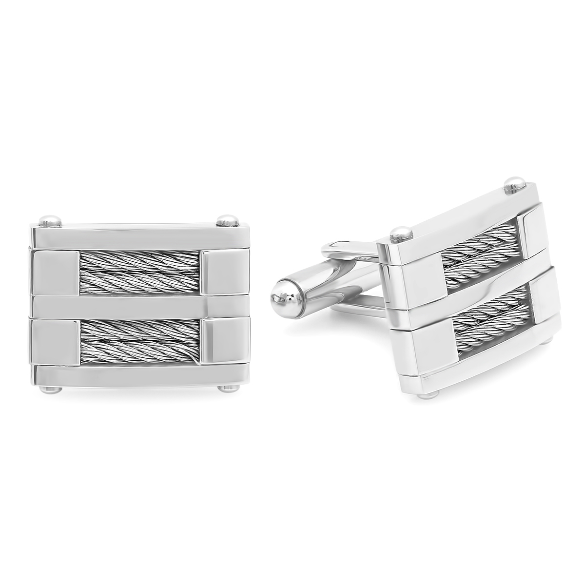 Men's Stainless Steel Square Wire Inlay Cufflinks