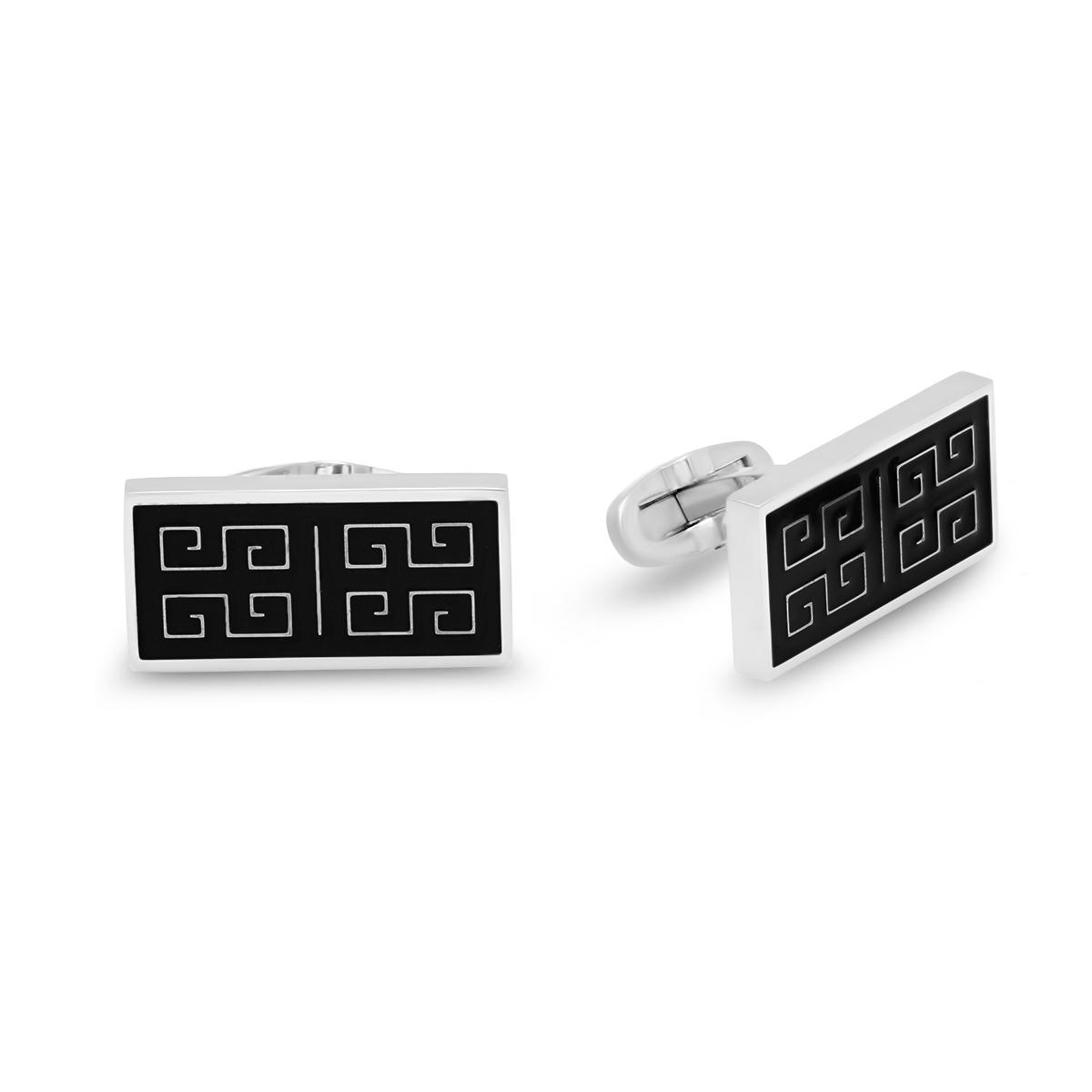 Men's Stainless Steel Aztec Design Cufflinks