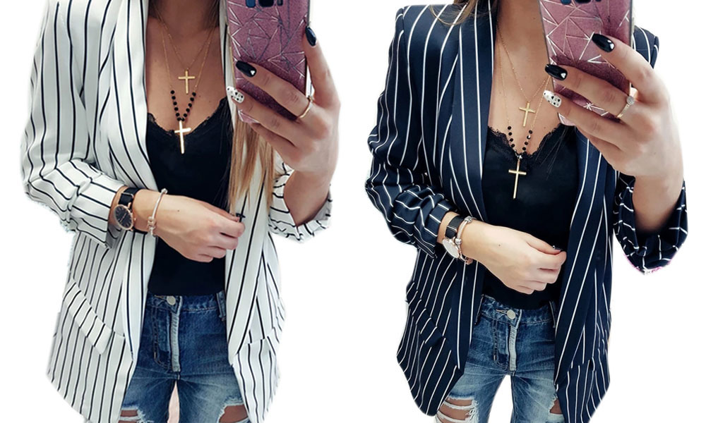 Stripe Longline Open Jacket