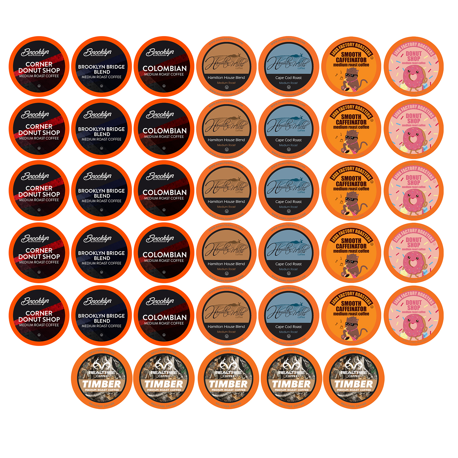 Two Rivers Coffee Medium Roast Coffee Pods, Variety Sampler Pack, 40 Count