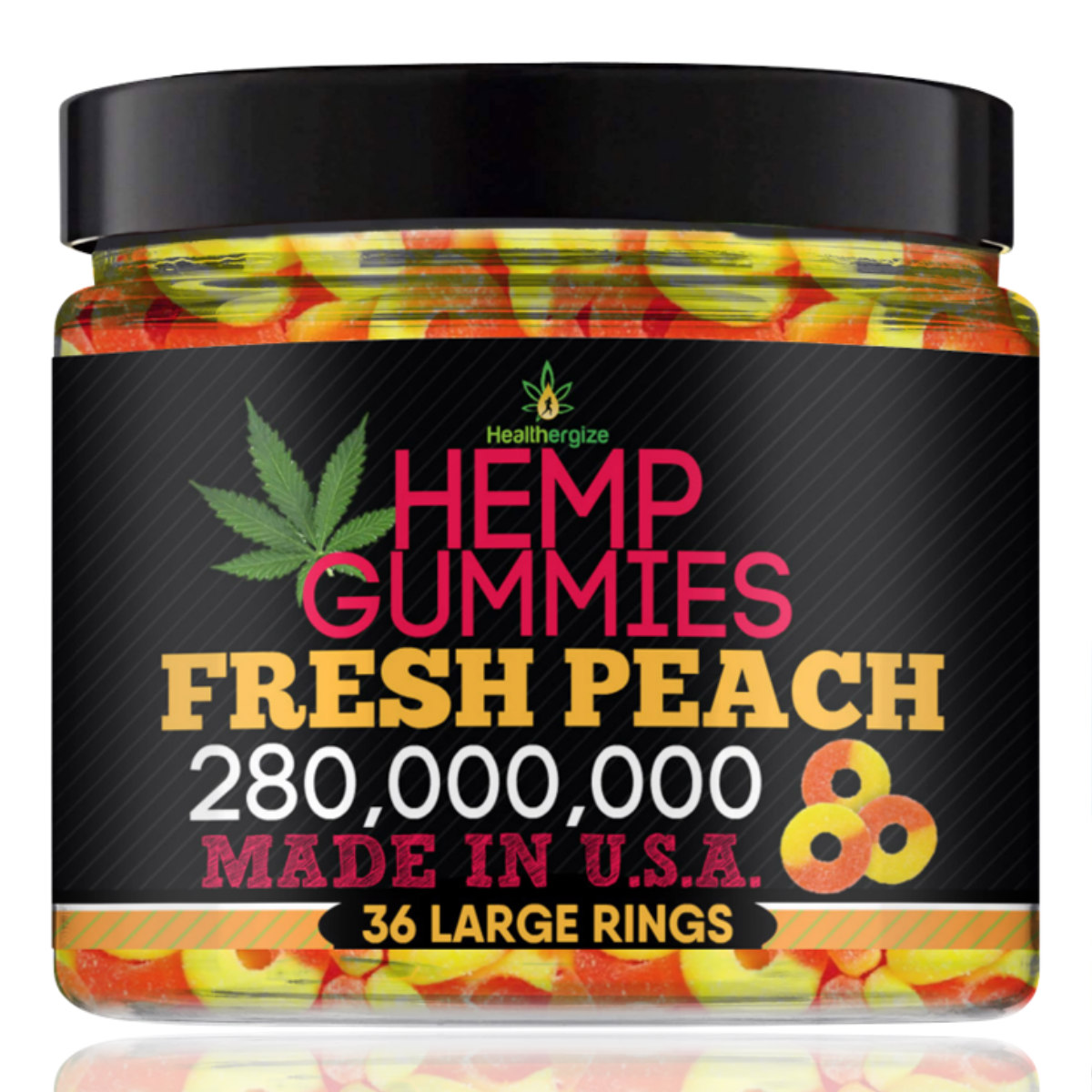 Hemp Gummies Fresh Peach Rings-Made In USA-Relax, Calm, Stress, Sleep, Relief