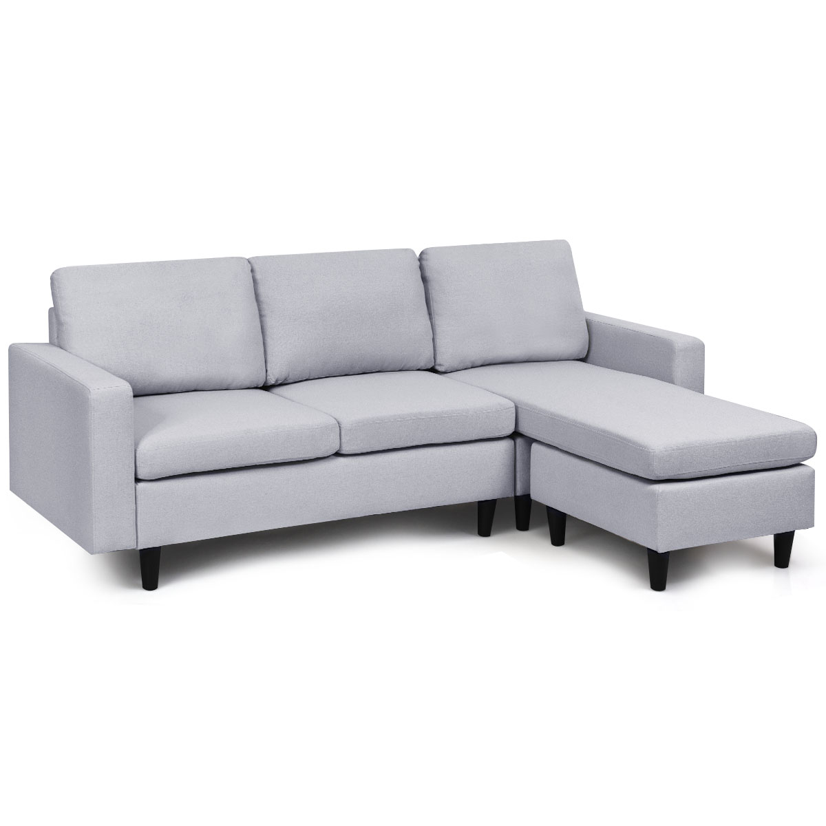 Costway Convertible Sectional Sofa Couch L-Shaped Couch Back Cushion BeigeG