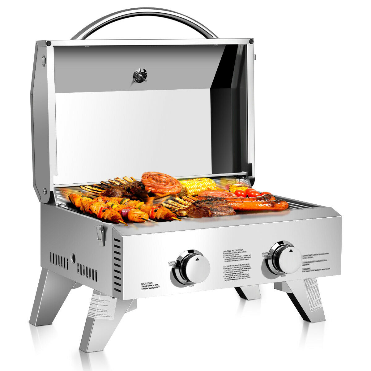 Portable 20,000 BTU Steel Tabletop BBQ Propane Grill