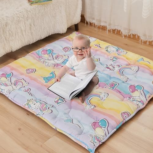 NAPCURE Baby Play Mat - 50”×50” Thick Ultra Soft Non-Slip, Unicorn - New