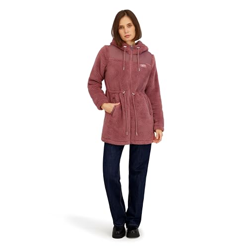 REEBOK Women's Long Double Sided Fleece Zip-up Jacket Dusty Pink Size S - New