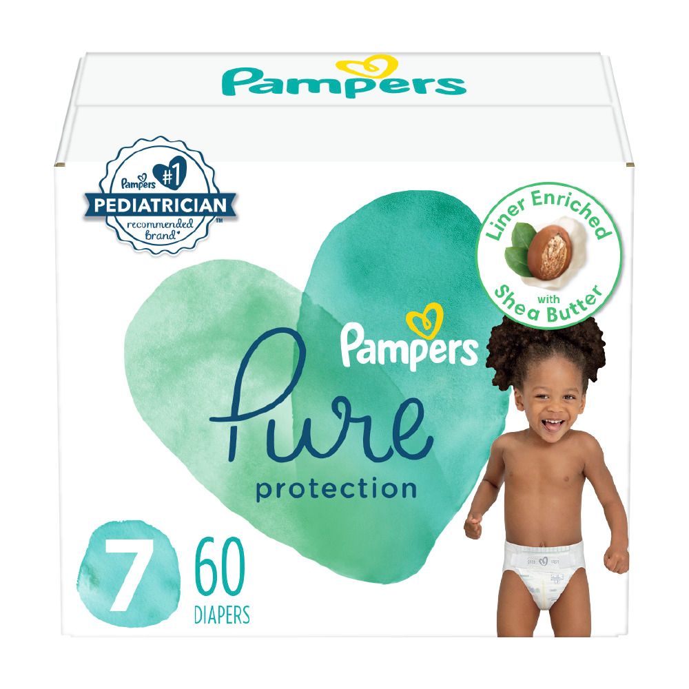 Pampers Pure Protection Diapers Pack - Size 7 - 60ct