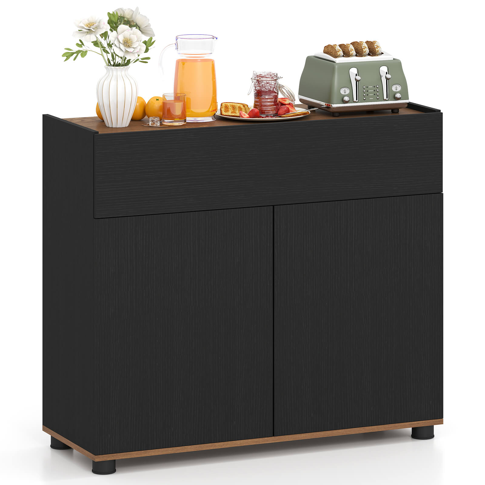 Costway Sideboard Buffet: Push-to-Open Doors & Drawer