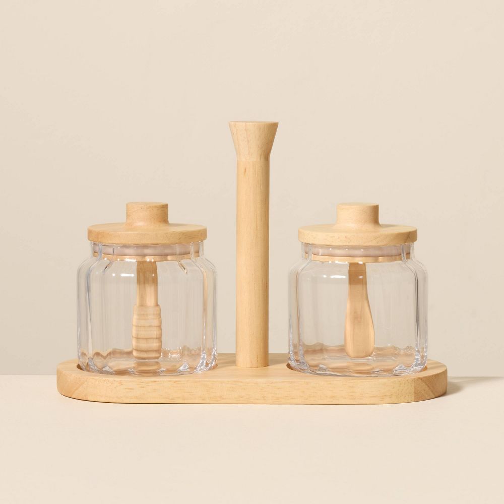 Glass Honey and Jam Serve Containers and Caddy - Hearth & Hand with Magnoli