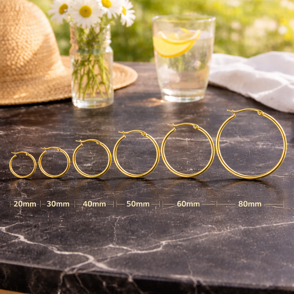 6-Pack Essential Hoop Earring Set (20mm–80mm)