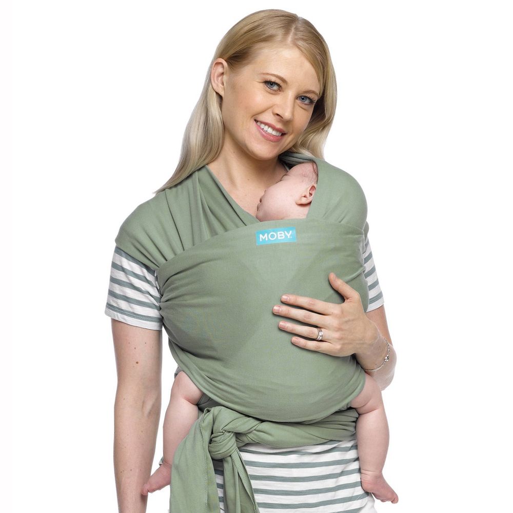 Moby Classic Wrap Baby Carrier - Newborn & Up - Pear: Buckle-Free Cotton Fa