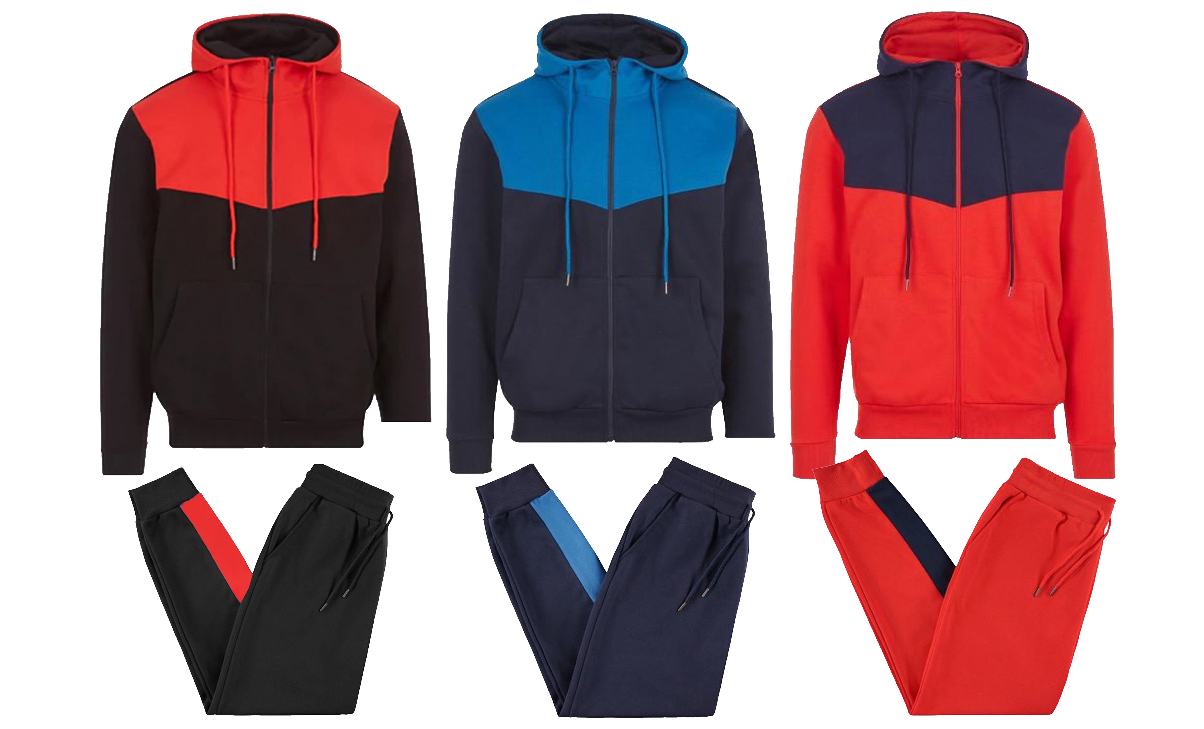Men's 4-Piece Fleece-Lined Hoodie & Jogger Set With Nylon Trim Design