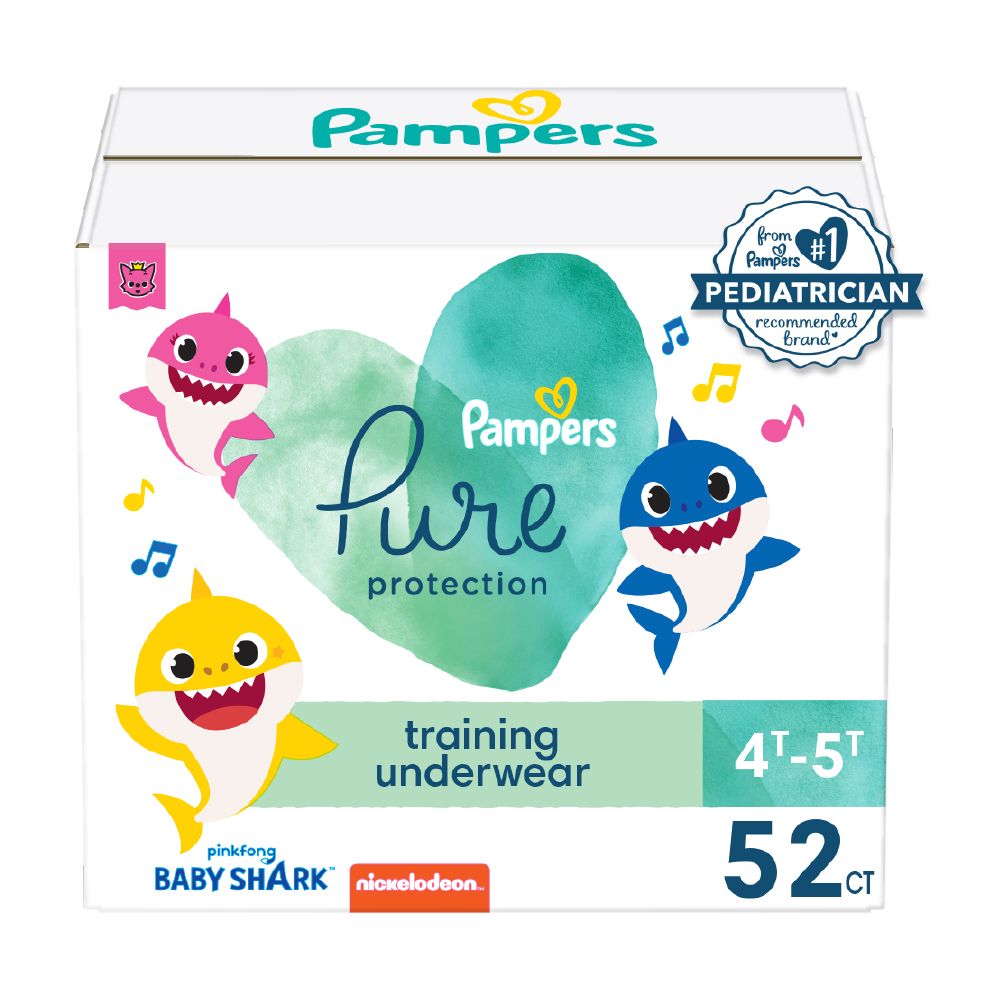 Pampers Pure Protection Training Underwear - Baby Shark - Size 4T-5T - 52ct